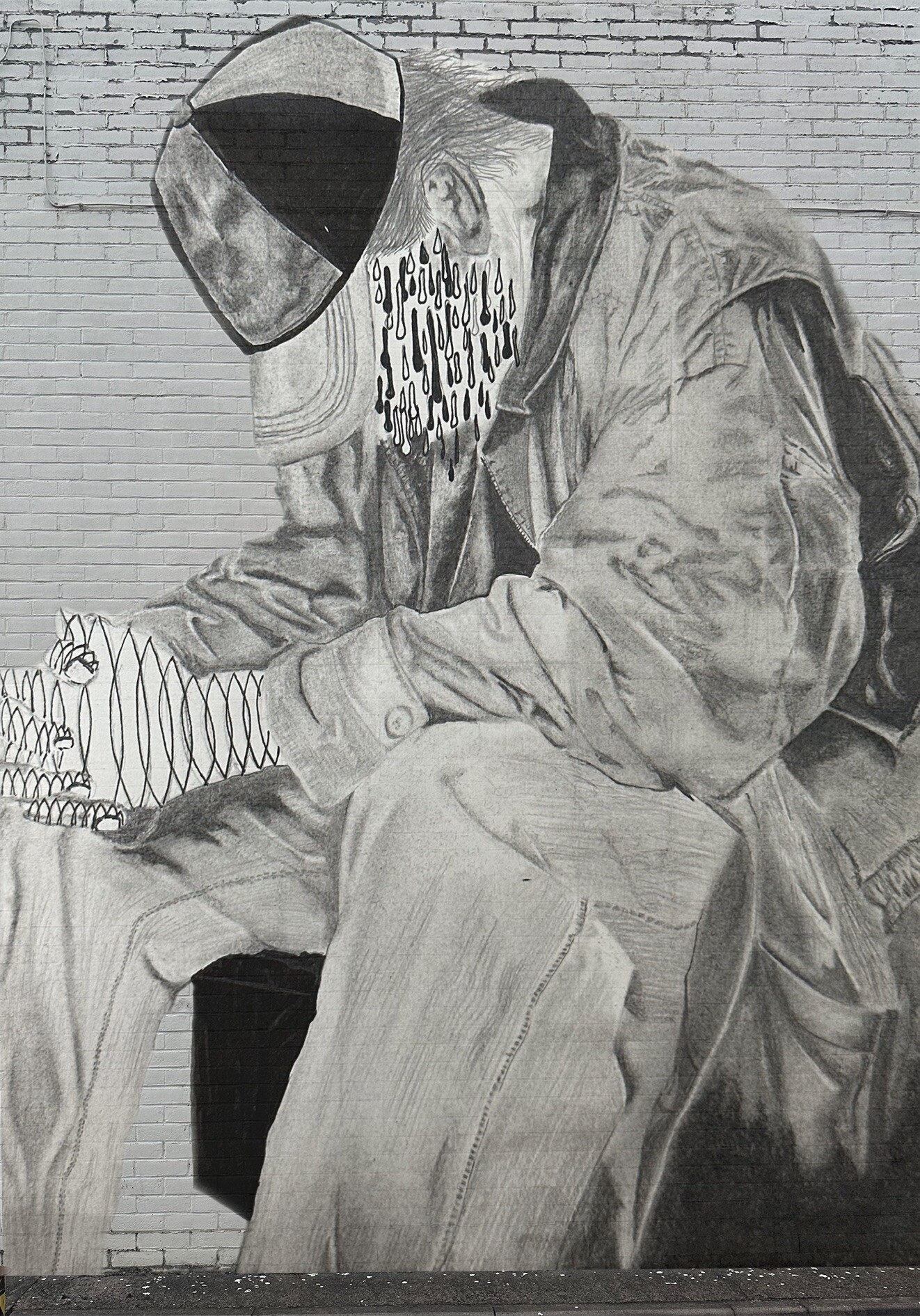 contemporary monochrome drawing homeless man poverty project abiakyarna 2023